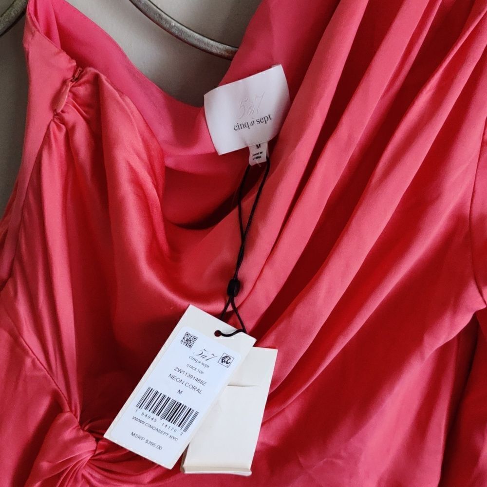 🤩HOST PICK 🤩NWT $395 Cinq a Sept Stace one shoulder 100% silk top - Picture 5 of 9